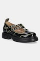 GANNI leather ballet flats Everyday Butterfly Mary Jane Naplack faux patent leather black S2928