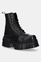 New Rock stivali in pelle Crust Negro, Tower Negro + Lateral non isolato nero M.NEWMILI083.S39