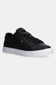 Kožne tenisice Tommy Hilfiger ICON COURT PINPERF LTH niska crna FM0FM05483