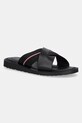 Pantofle Tommy Hilfiger CORE HILFIGER LH CRISS C SANDAL přírodní kůže černá FM0FM05415