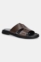 Tommy Hilfiger bőr papucs PREMIUM HILFIGER SLIPON LH SAND barna FM0FM05357
