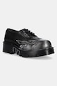 New Rock pantofi de piele METALLIC plat negru M.1553.C3