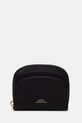 Kožni novčanik A.P.C. Compact Demi-Lune Mini bez uzorka crna PXAWV.F63437