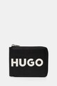 Δερμάτινο πορτοφόλι HUGO λείο δέρμα μαύρο 50536037