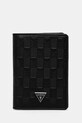 Guess portfel skórzany MADRID drobny wzór czarny SMMADL.LEA20