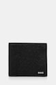 BOSS portfel skórzany drobny wzór czarny 50542388