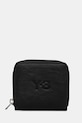 Y-3 leather wallet Crinkle Leather Wallet plain black JD2895