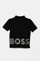 Παιδικά βαμβακερά μπλουζάκια πόλο BOSS J52014.162.174 μαύρο SS25