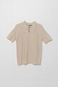 Παιδικό πόλο από λινό ύφασμα United Colors of Benetton με γιακά μπεζ 104NC3005.G.Seasonal