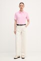 Tommy Hilfiger polo damskie z bawełną WW0WW43224 różowy SS26