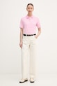 Tommy Hilfiger polo damskie z bawełną WW0WW43224 różowy SS26