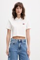 Tommy Jeans polo damskie bawełniane z elastanem beżowy DW0DW21363