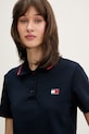 Tommy Jeans polo damskie bawełniane z elastanem granatowy DW0DW21363