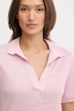 United Colors of Benetton polo in lino rosa 37UJD300Y