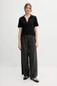 Льняне поло United Colors of Benetton 37UJD300Y чорний SS25