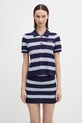 Sporty & Rich polo Serif Logo Silk Pique Cropped Polo slim granatowy TO076621300BL121