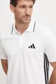Βαμβακερό μπλουζάκι πόλο adidas Essentials λευκό JE6383