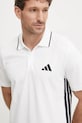 Βαμβακερό μπλουζάκι πόλο adidas Essentials λευκό JE6383