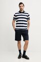 Памучна тениска с яка Paul&Shark C0P1228 тъмносин SS25