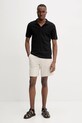 Marc O'Polo polo z domieszką lnu 523209153026 czarny SS25