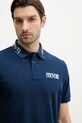 Βαμβακερό μπλουζάκι πόλο Versace Jeans Couture σκούρο μπλε 78GAGT05.CJ01T