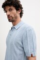 United Colors of Benetton polo z domieszką lnu niebieski 115GK301G