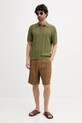 Polo tričko s prímesou ľanu United Colors of Benetton 115GK301G zelená SS25