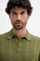 United Colors of Benetton polo z domieszką lnu zielony 115GK301G