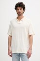United Colors of Benetton polo lniane relaxed beżowy 3UTFU302A