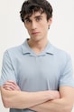 Хлопковое поло HUGO голубой 50542961