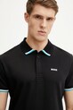 BOSS Green polo de bumbac negru 50538185