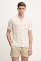 Рубашка с примесью льна Guess casual бежевый F5GH03.WH431