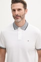 Polo tričko s prímesou ľanu Tommy Hilfiger biela MW0MW33140