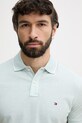 Tommy Hilfiger polo pánské s příměsí lnu tyrkysová MW0MW33140