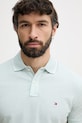 Tommy Hilfiger polo męskie z dodatkiem lnu turkusowy MW0MW33140