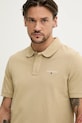 Памучна тениска с яка Tommy Jeans бежов DM0DM20914