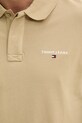 Памучна тениска с яка Tommy Jeans DM0DM20914 бежов
