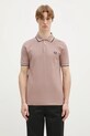 Bavlněné polo tričko Fred Perry regular růžová M3600.Y34