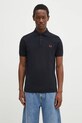 Bavlněné polo tričko Fred Perry regular námořnická modř M6000.Y31