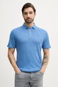 Hackett London polo lniane regular niebieski HM563435