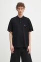 Хлопковое поло Needles Shawl Collar S/S Polo гладкий чёрный QV354