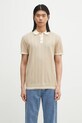 Bavlněné polo tričko Filling Pieces Knit Polo hladký béžová 80713669976