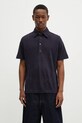Ľanové polo Paul Smith jednofarebný tmavomodrá M1R.446Z.P01764
