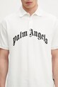 Памучна тениска с яка Palm Angels Curved Logo бял PMGB012S25FAB0030310