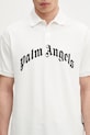 Palm Angels polo de bumbac Curved Logo alb PMGB012S25FAB0030310