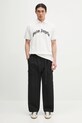 Памучна тениска с яка Palm Angels Curved Logo PMGB012S25FAB0030310 бял