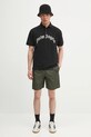 Памучна тениска с яка Palm Angels Curved Logo PMGB012S25FAB0031003 черен