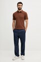 Bavlnené polo tričko Sisley 3089S300T hnedá SS25
