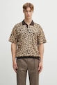 Wacko Maria cotton polo shirt LEOPARD KNIT POLO SHIRT ( TYPE-1 ) cotton beige 25SS.WMK.KN22