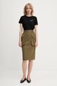 Pinko fustă din bumbac 104703.A2ER verde SS25